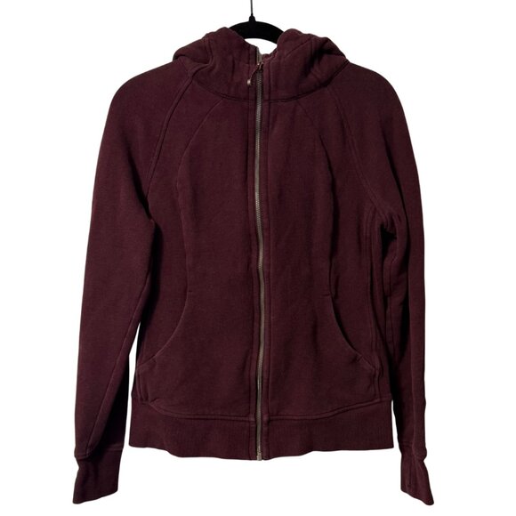 Lululemon Scuba Full Zip Hoodie Women’s Size 8 Burgundy Plum Hooded Sweatshirt - Picture 2 of 8